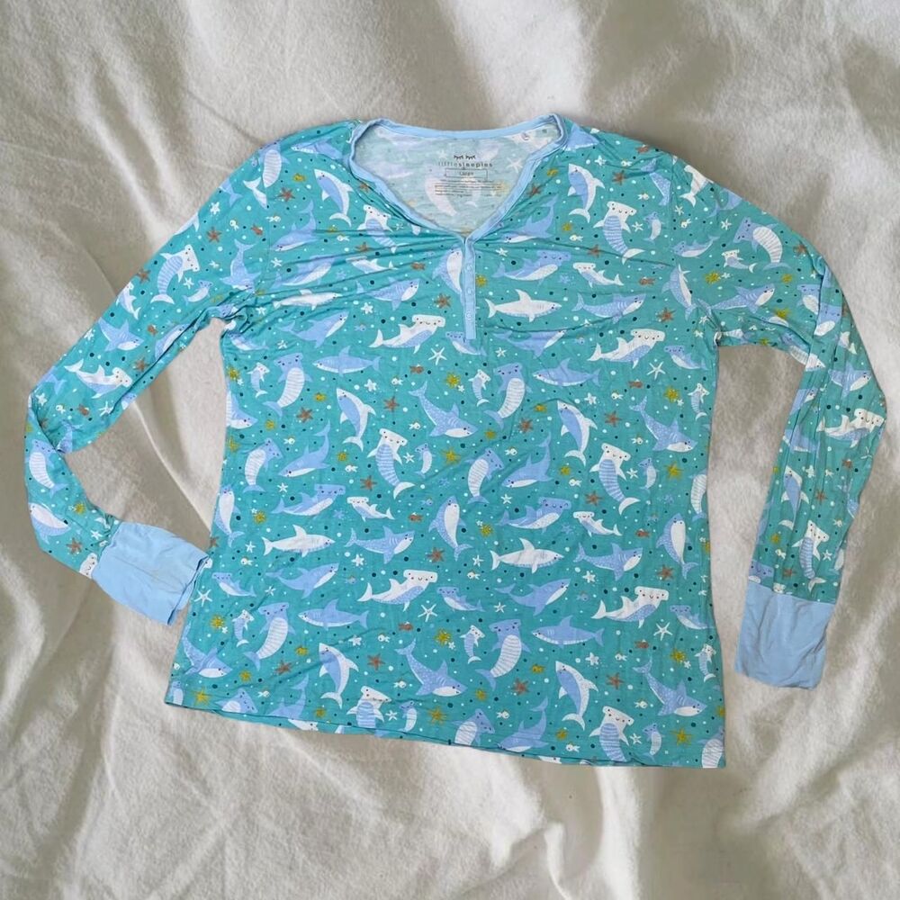 Bamboo Blend Little Sleepies Blue Ocean Shark Long Sleeve Shirt